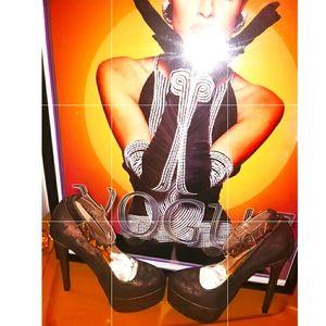 Bronze & Black SplatterPaint Ankle Heels